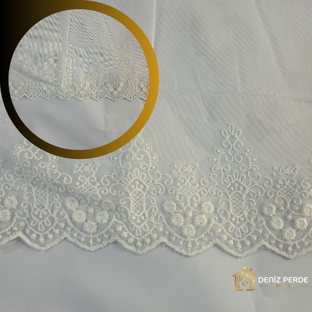 Brode Sade Etek Perde - B10986 - Ekru - 1